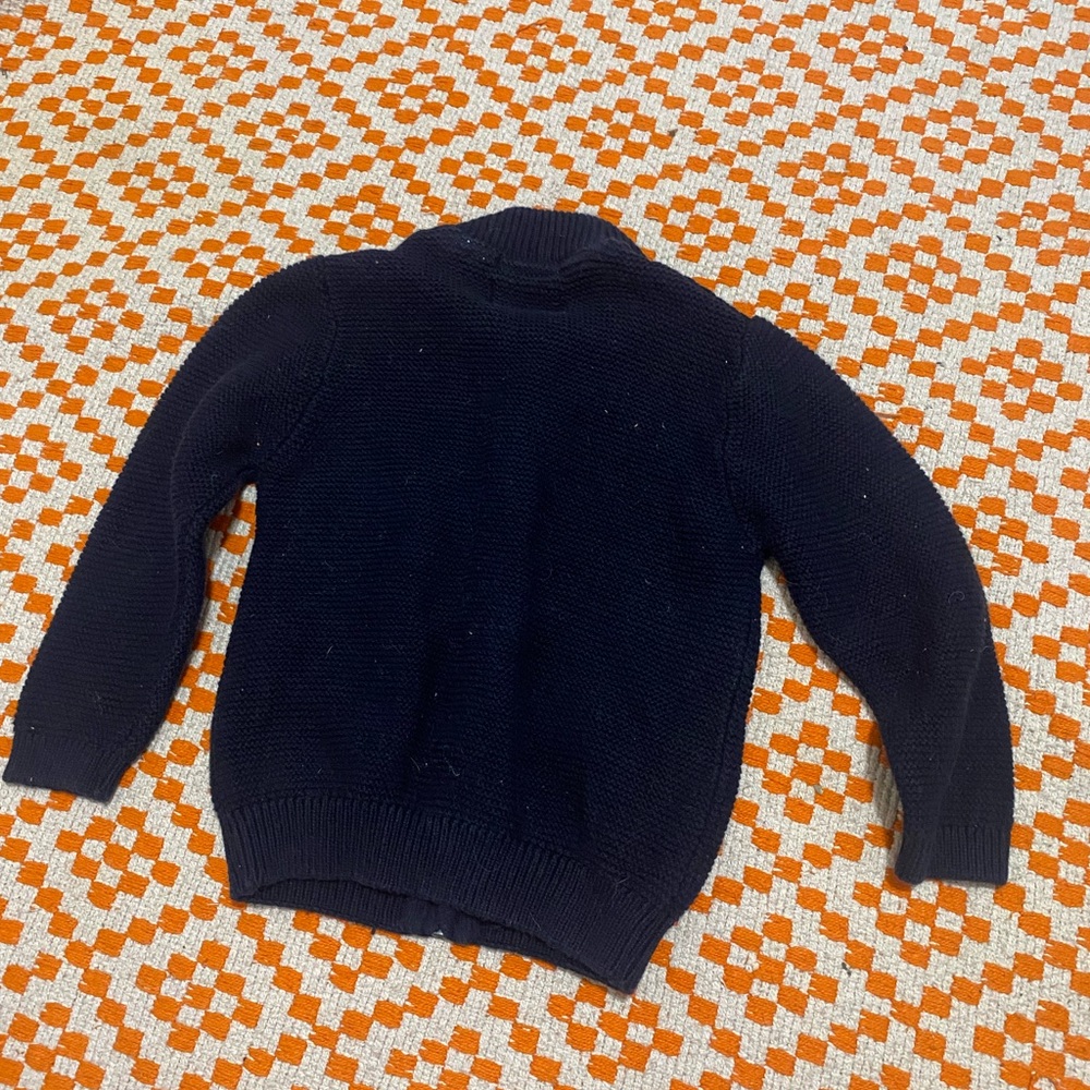 Baby Zara knit navy blue zipper sweater jacket 2 3